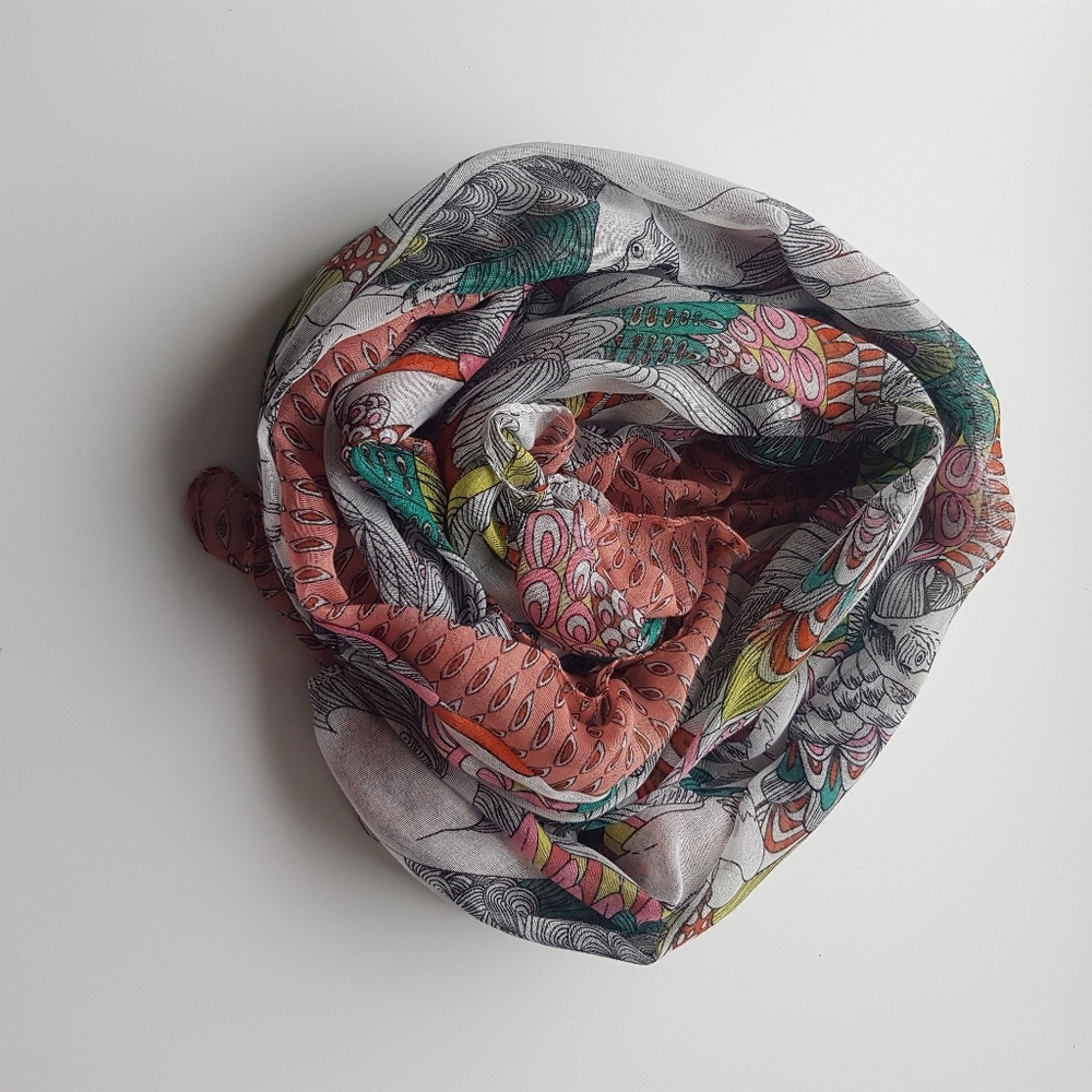 Burges-Colorful Bird Print Scarf